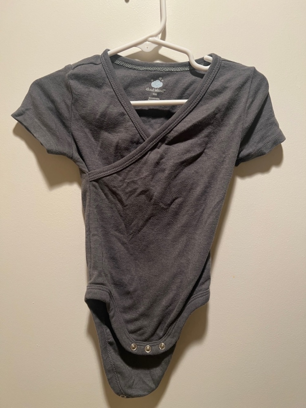 cloud island Charcoal Wrap-Front Short-Sleeve Bodysuit